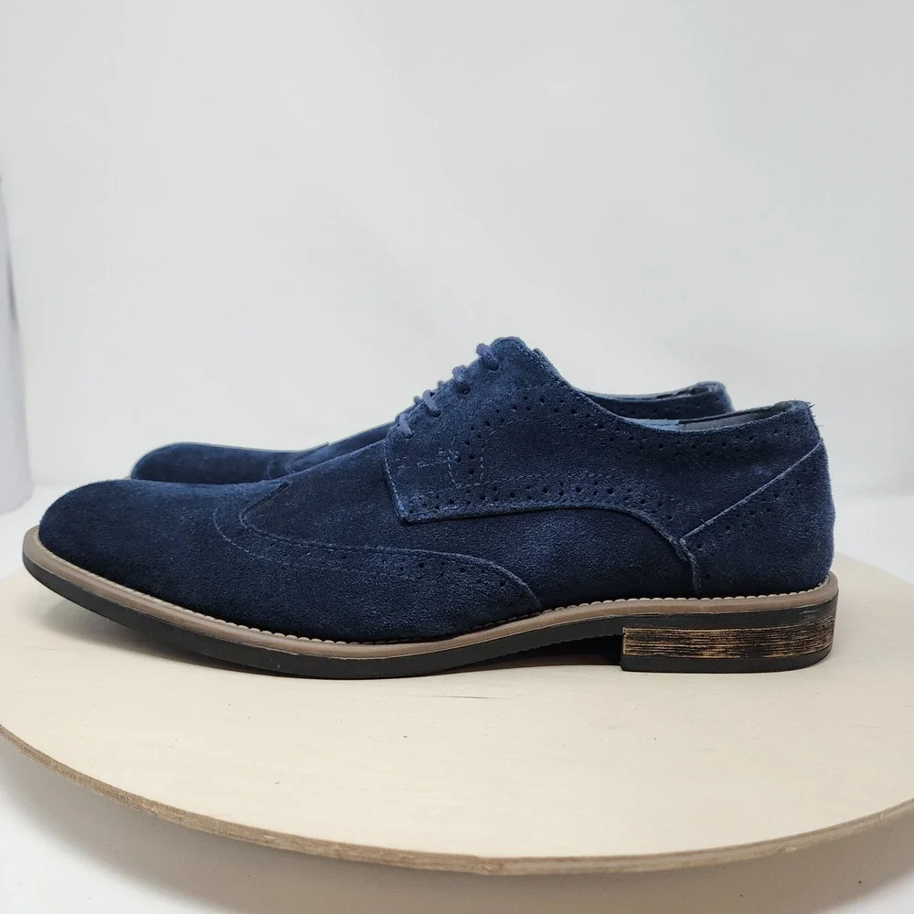Bruno Marc Blue Suede Shoe‎ 13 Men Urban 08 Wingtip Brogue Oxford Dress Leather